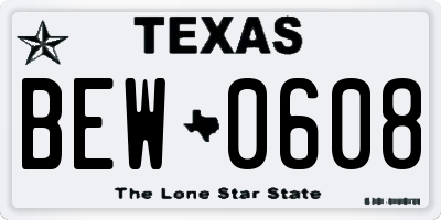 TX license plate BEW0608