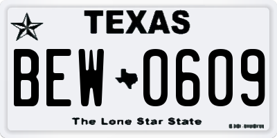 TX license plate BEW0609