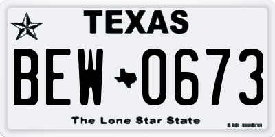 TX license plate BEW0673