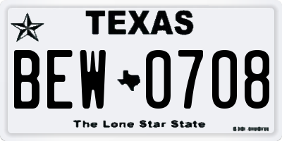 TX license plate BEW0708