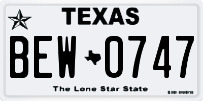 TX license plate BEW0747