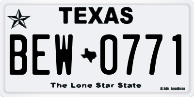 TX license plate BEW0771