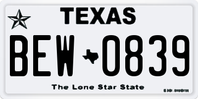 TX license plate BEW0839