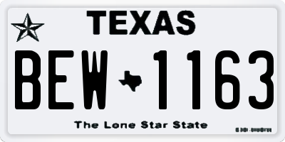 TX license plate BEW1163