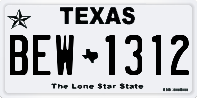 TX license plate BEW1312