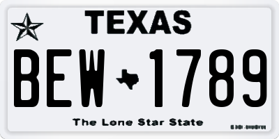 TX license plate BEW1789