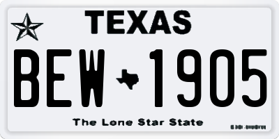 TX license plate BEW1905