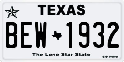 TX license plate BEW1932
