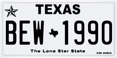 TX license plate BEW1990