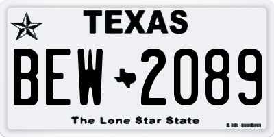 TX license plate BEW2089