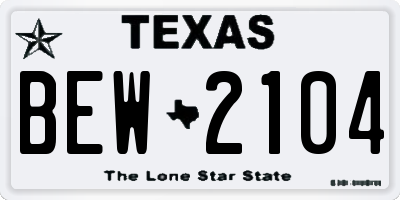 TX license plate BEW2104