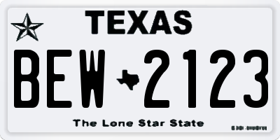 TX license plate BEW2123