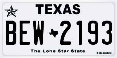 TX license plate BEW2193