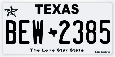 TX license plate BEW2385
