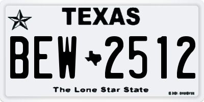 TX license plate BEW2512