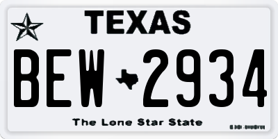 TX license plate BEW2934