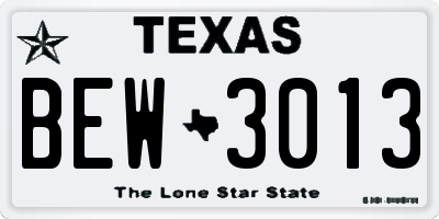 TX license plate BEW3013