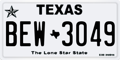 TX license plate BEW3049