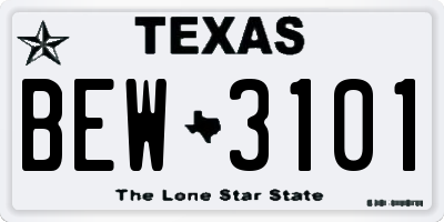TX license plate BEW3101