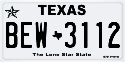 TX license plate BEW3112