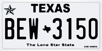 TX license plate BEW3150