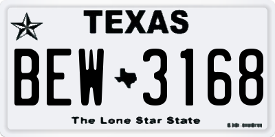 TX license plate BEW3168