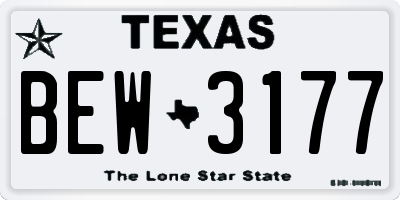TX license plate BEW3177