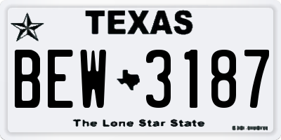 TX license plate BEW3187