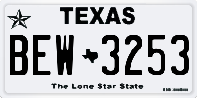 TX license plate BEW3253