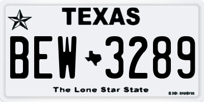 TX license plate BEW3289
