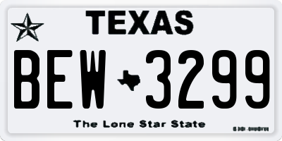 TX license plate BEW3299