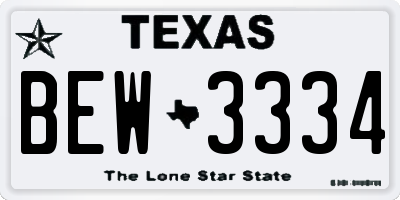 TX license plate BEW3334