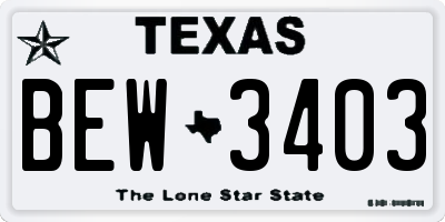 TX license plate BEW3403