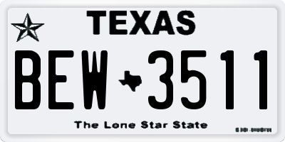 TX license plate BEW3511