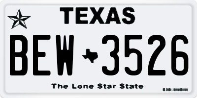 TX license plate BEW3526