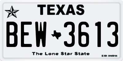 TX license plate BEW3613