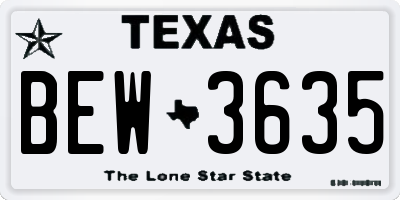 TX license plate BEW3635