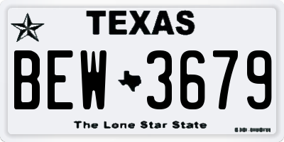 TX license plate BEW3679