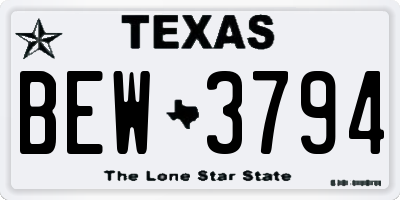 TX license plate BEW3794