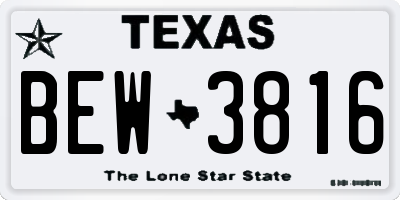 TX license plate BEW3816