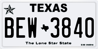 TX license plate BEW3840