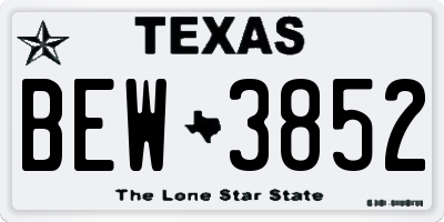 TX license plate BEW3852