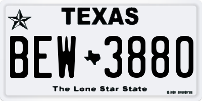 TX license plate BEW3880