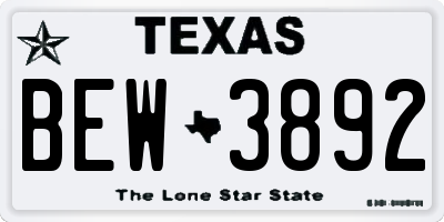 TX license plate BEW3892