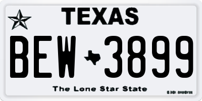 TX license plate BEW3899
