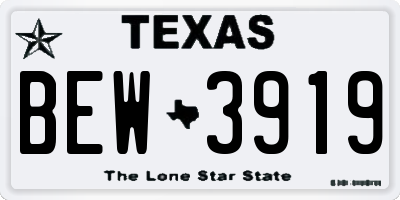 TX license plate BEW3919