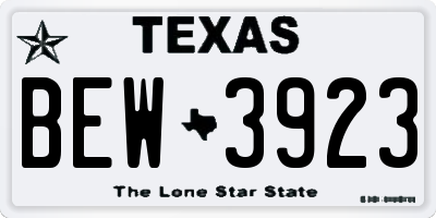 TX license plate BEW3923