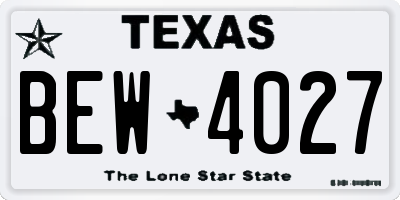 TX license plate BEW4027