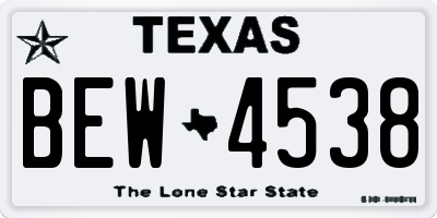 TX license plate BEW4538