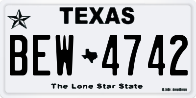 TX license plate BEW4742